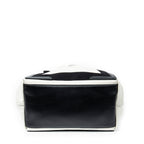 Bolso de Hombro Pequeño Cabas Azul Marino Lona Beige