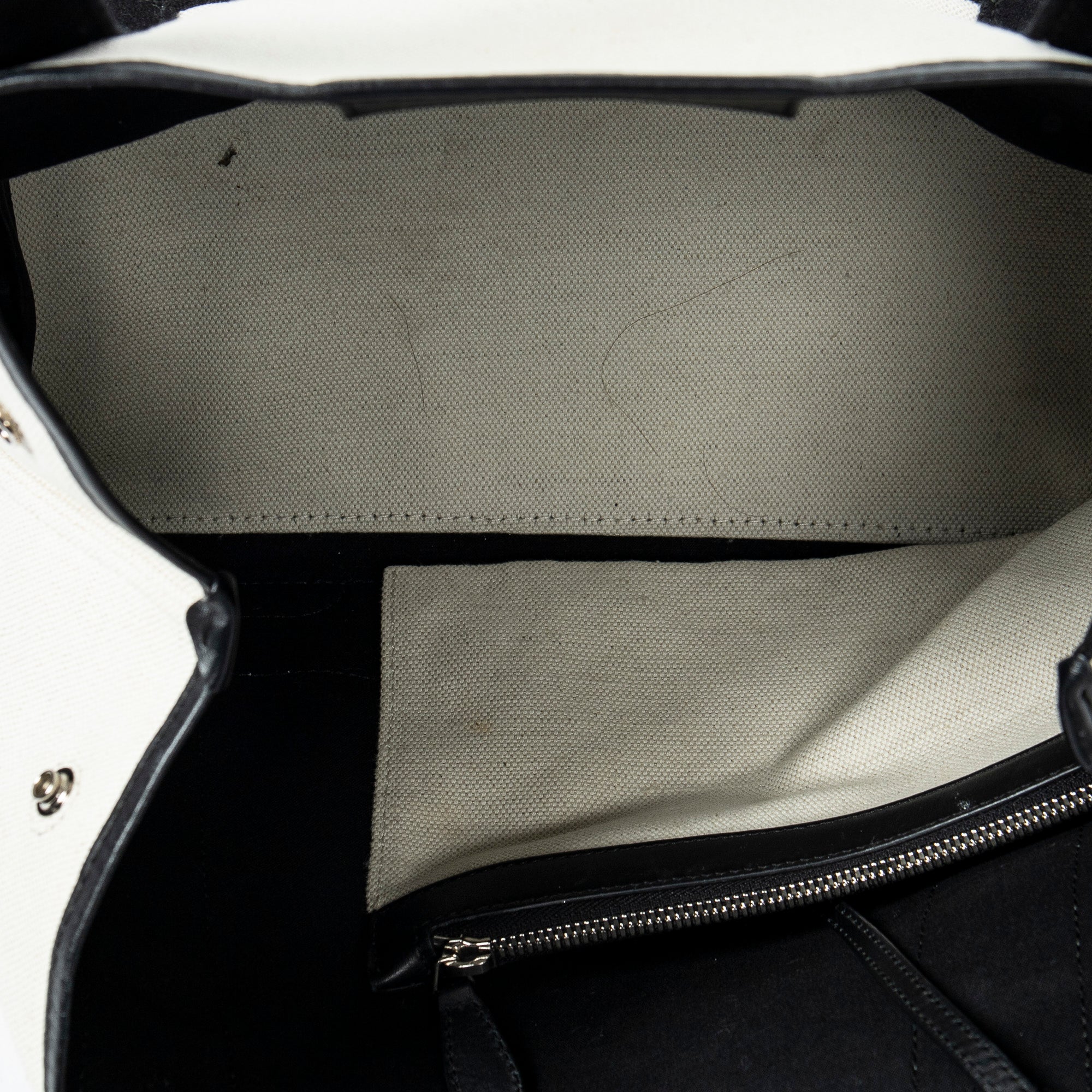 Bolso de Hombro Pequeño Cabas Azul Marino Lona Beige