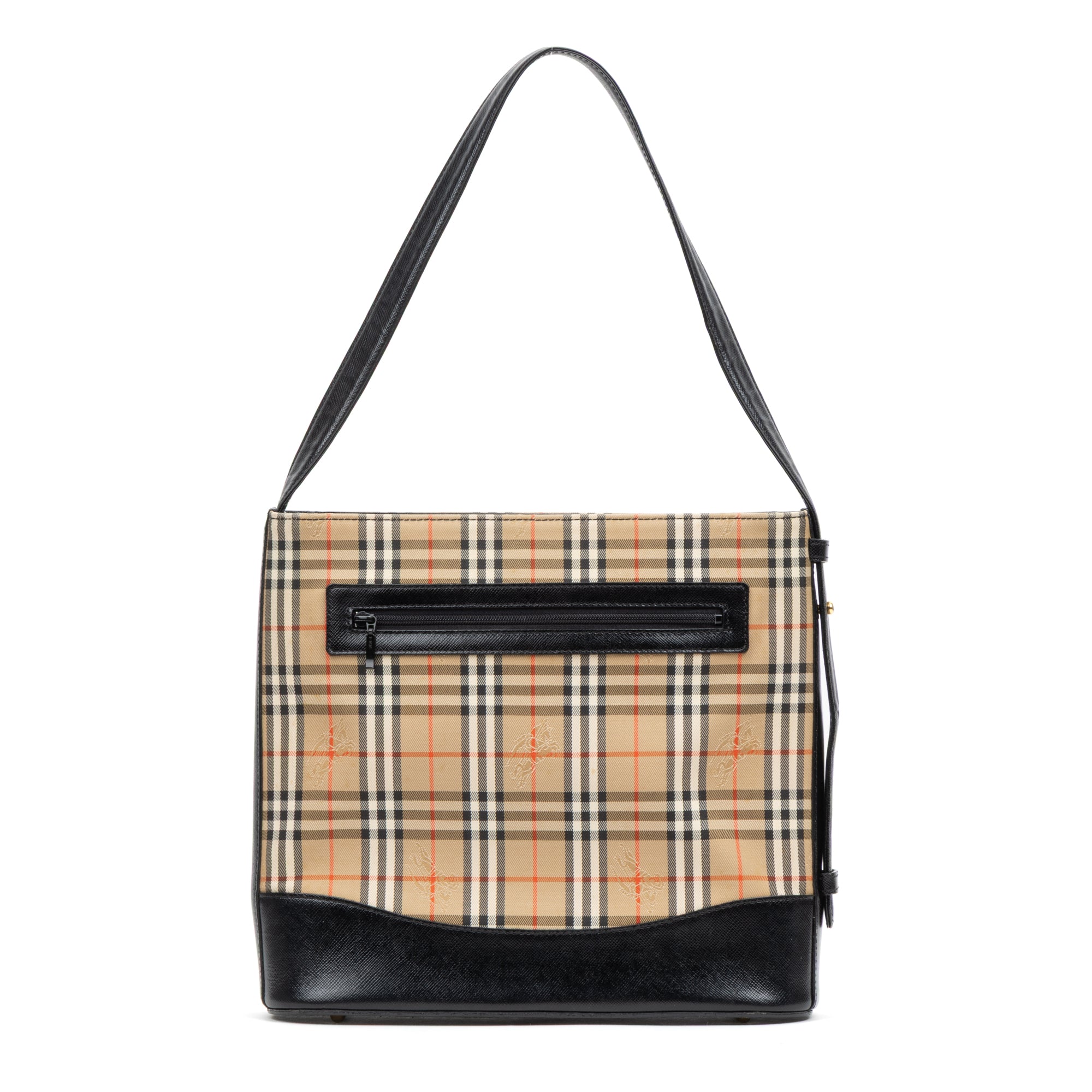 Shoulder Bag Small Vertical Tote Beige Haymarket Check Canvas