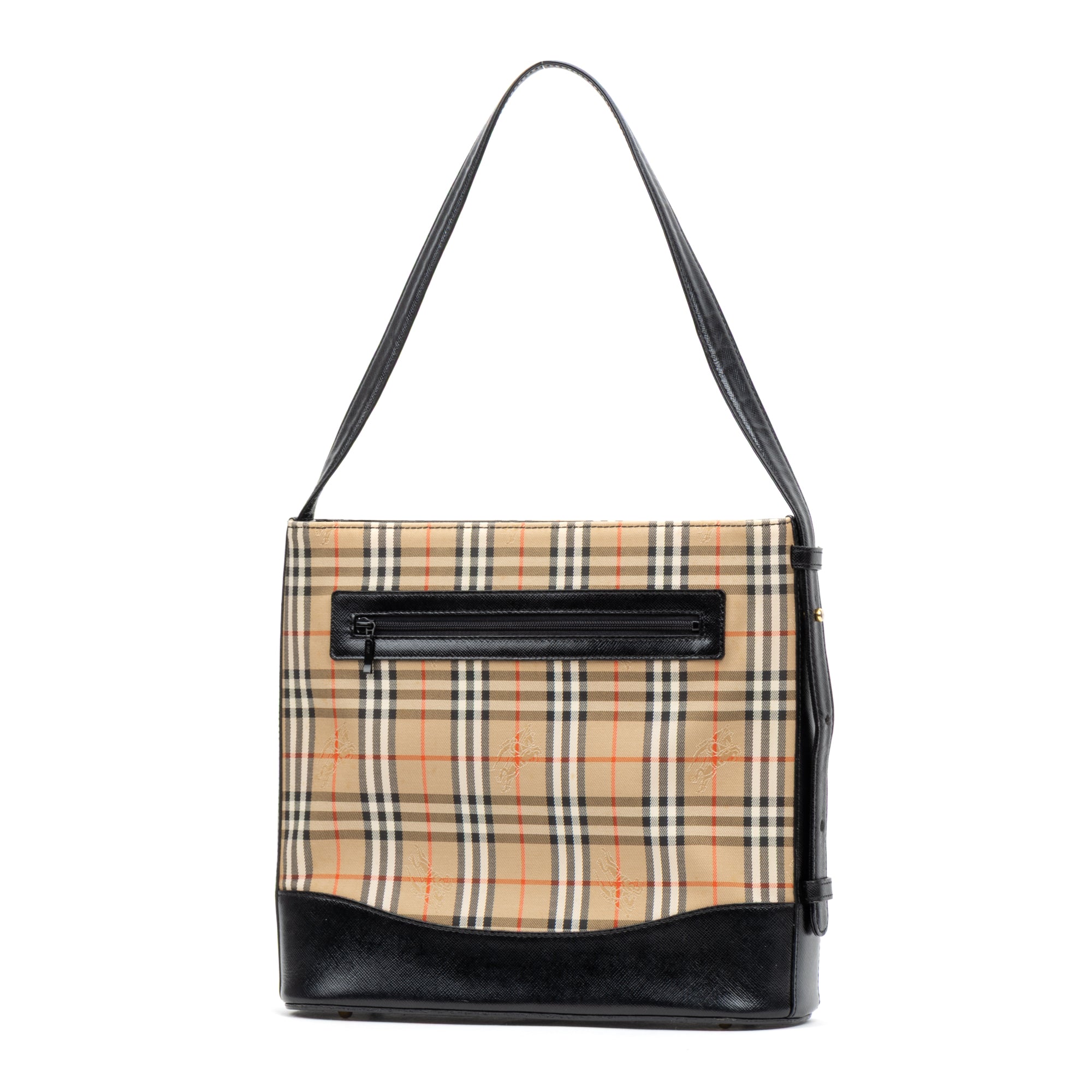 Shoulder Bag Small Vertical Tote Beige Haymarket Check Canvas