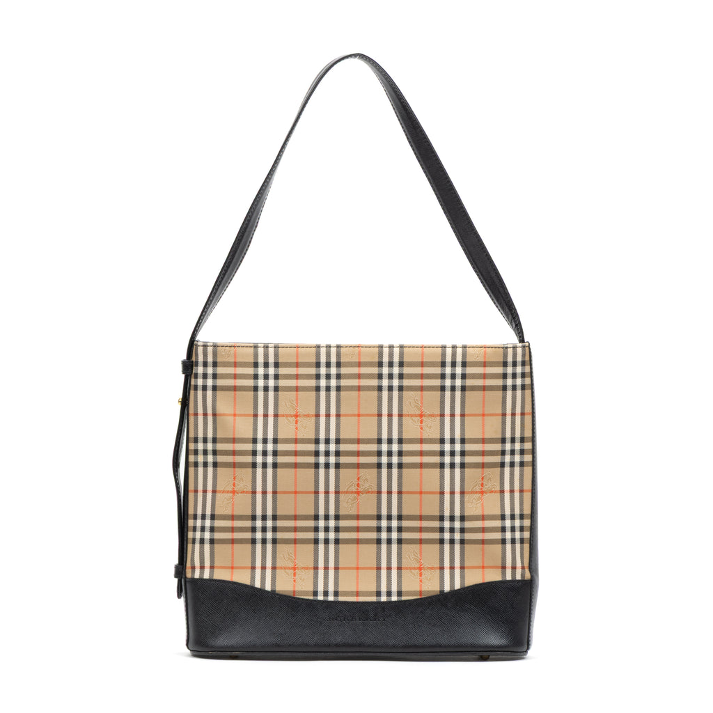 Shoulder Bag Small Vertical Tote Beige Haymarket Check Canvas