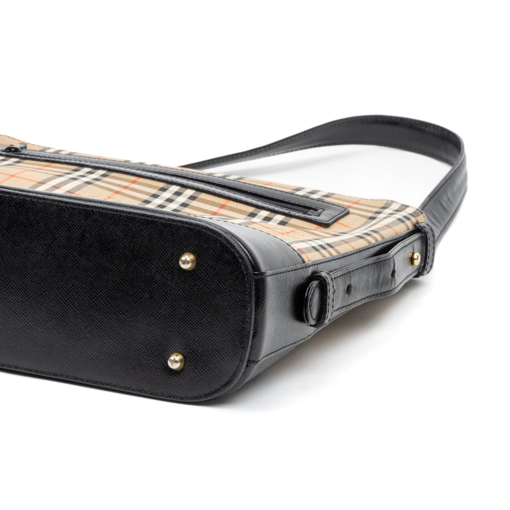 Shoulder Bag Small Vertical Tote Beige Haymarket Check Canvas