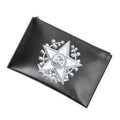 Bolso de mano "Star and Rose" con cremallera, en piel de becerro estampada negra
