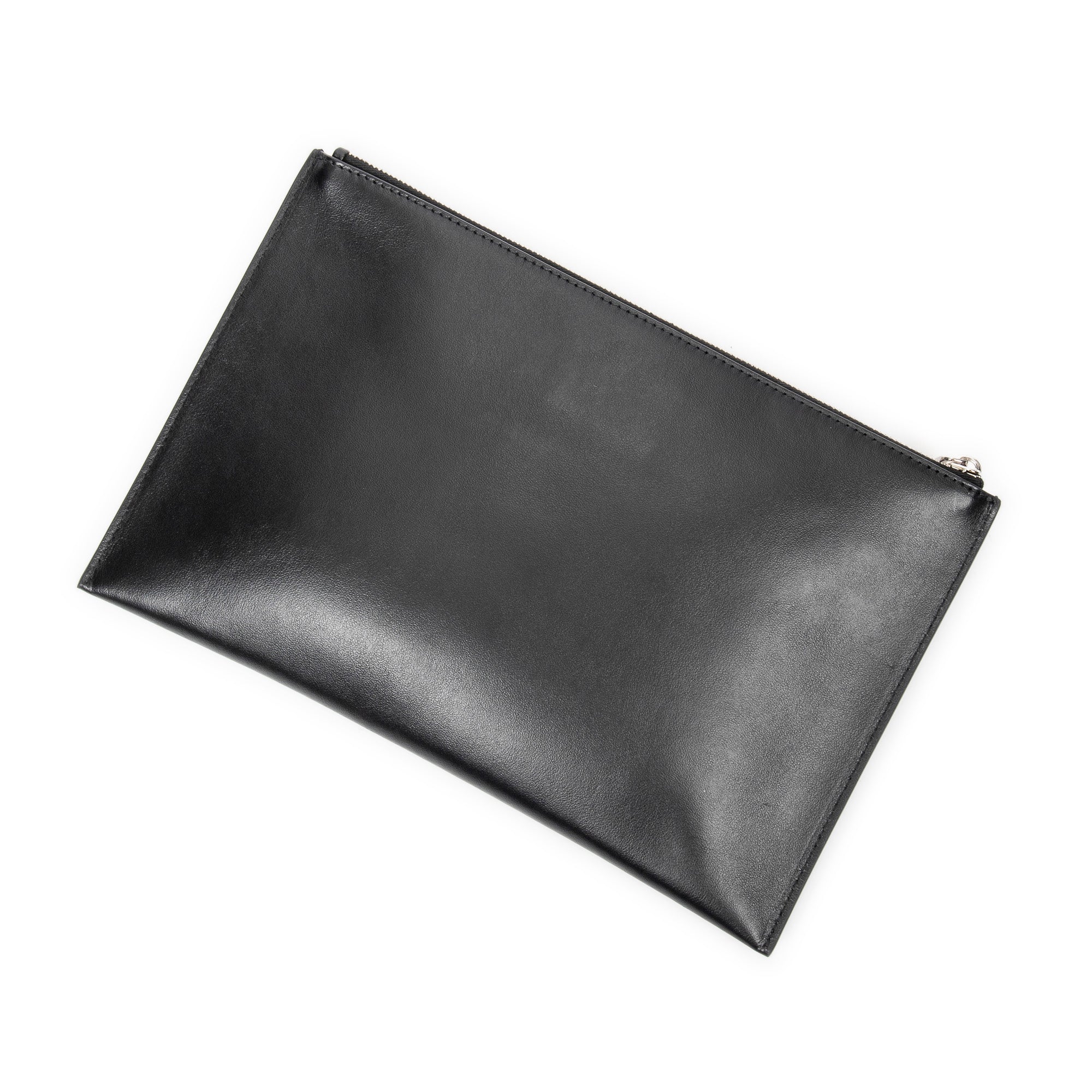 Bolso de mano "Star and Rose" con cremallera, en piel de becerro estampada negra