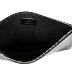 Bolso de mano "Star and Rose" con cremallera, en piel de becerro estampada negra
