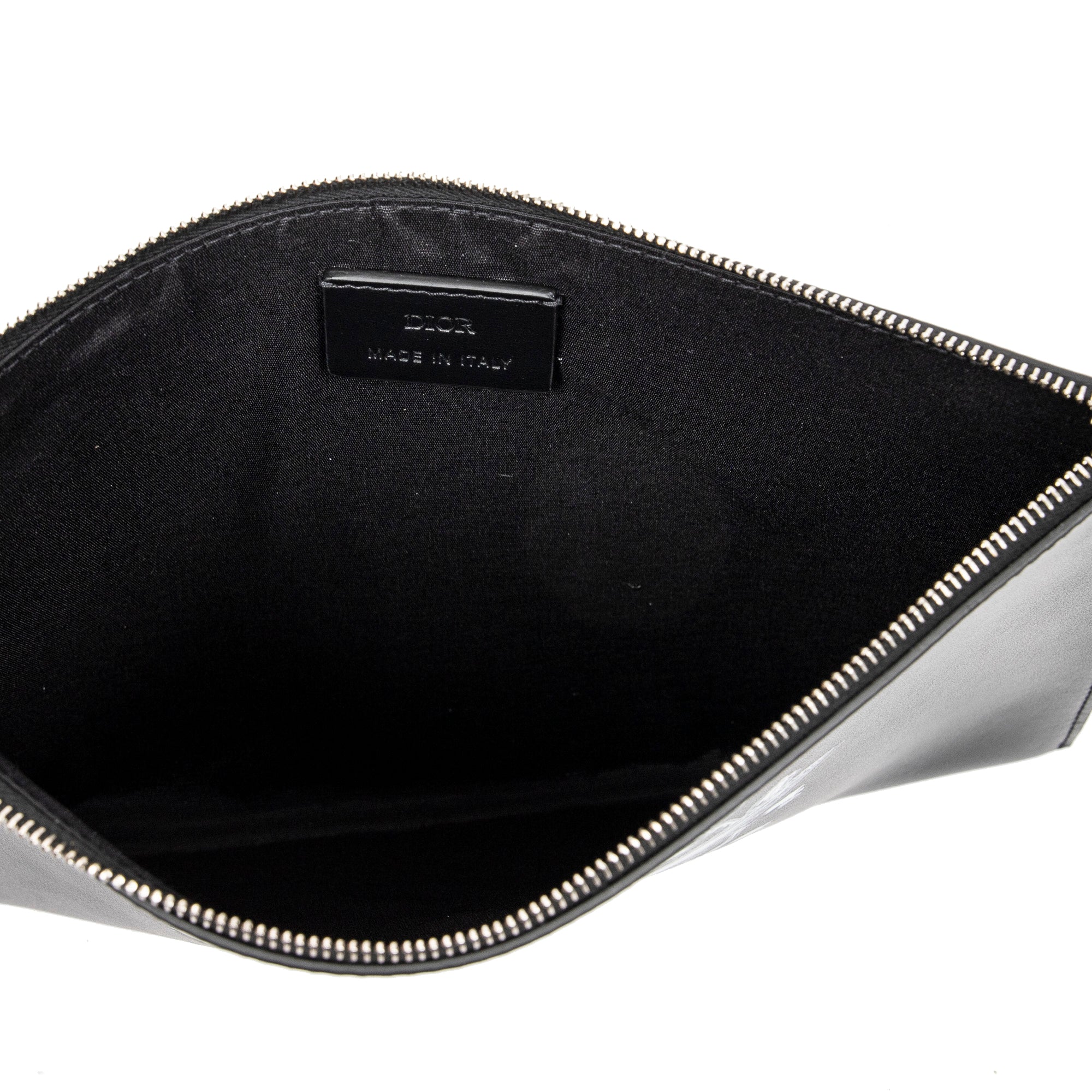 Bolso de mano "Star and Rose" con cremallera, en piel de becerro estampada negra