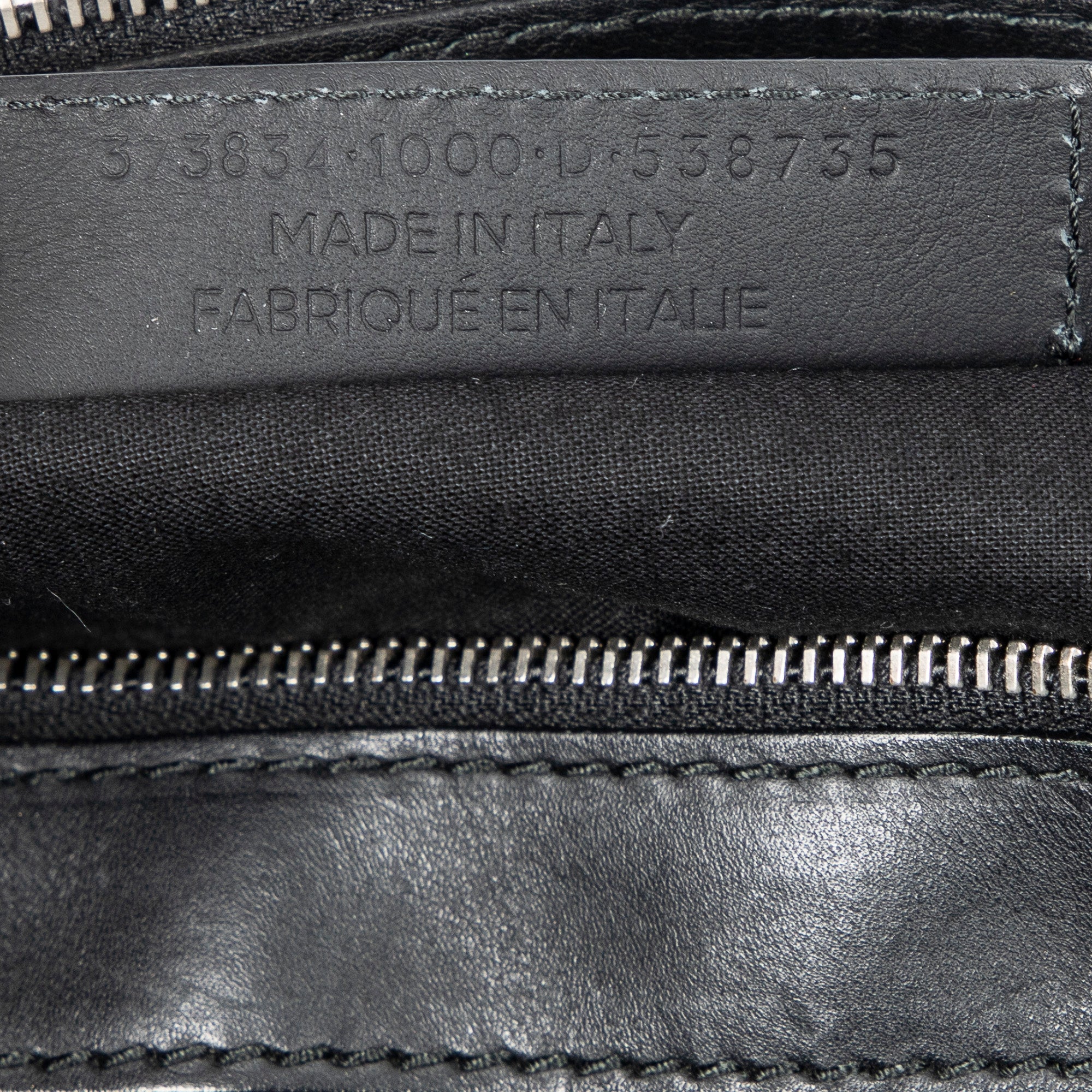 Handbag M Navy Clip Pouch Black Logo Embossed Leather