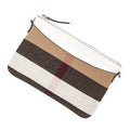 Shoulder Bag Flat Zip Crossbody Beige House Check Canvas