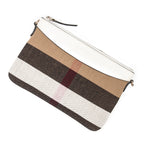Shoulder Bag Flat Zip Crossbody Beige House Check Canvas