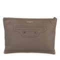 Handbag Blackout Zip Clutch Gray Grained Leather
