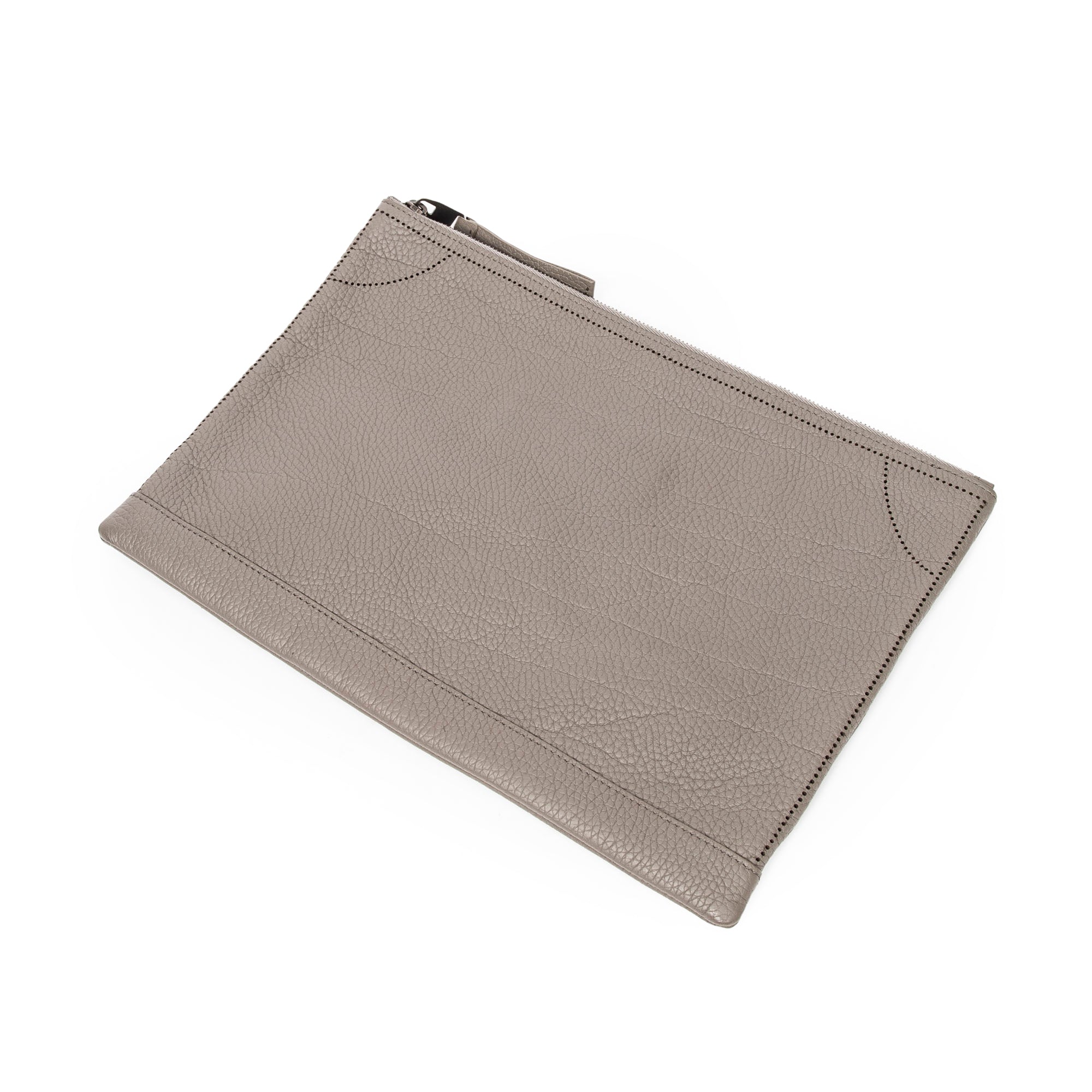 Handbag Blackout Zip Clutch Gray Grained Leather