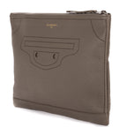 Handbag Blackout Zip Clutch Gray Grained Leather