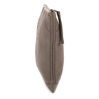 Handbag Blackout Zip Clutch Gray Grained Leather