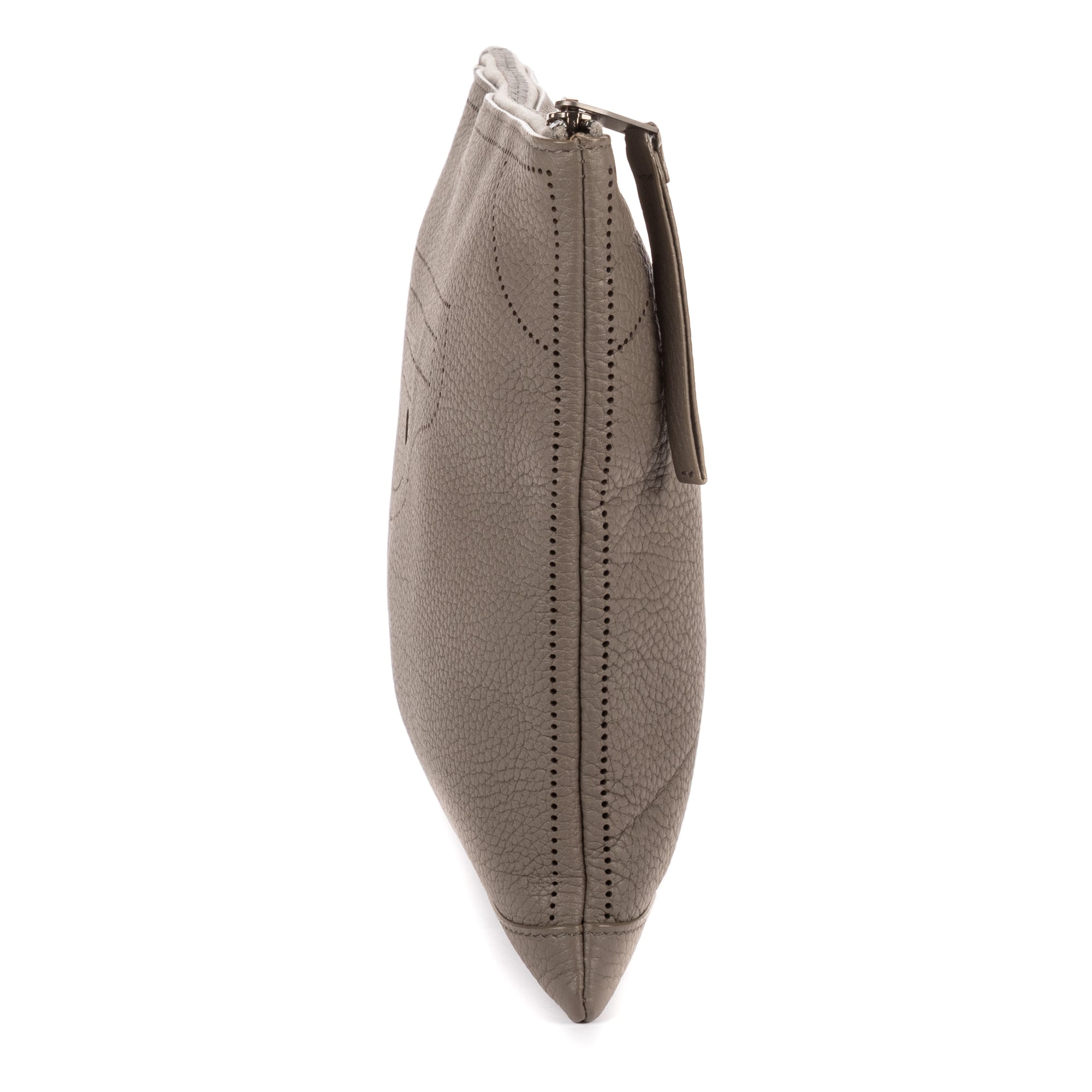 Handbag Blackout Zip Clutch Gray Grained Leather