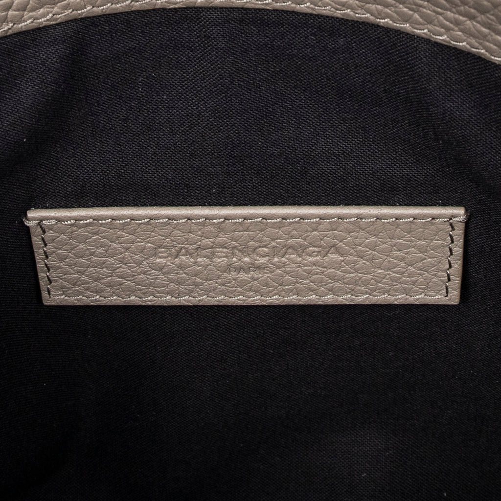 Handbag Blackout Zip Clutch Gray Grained Leather