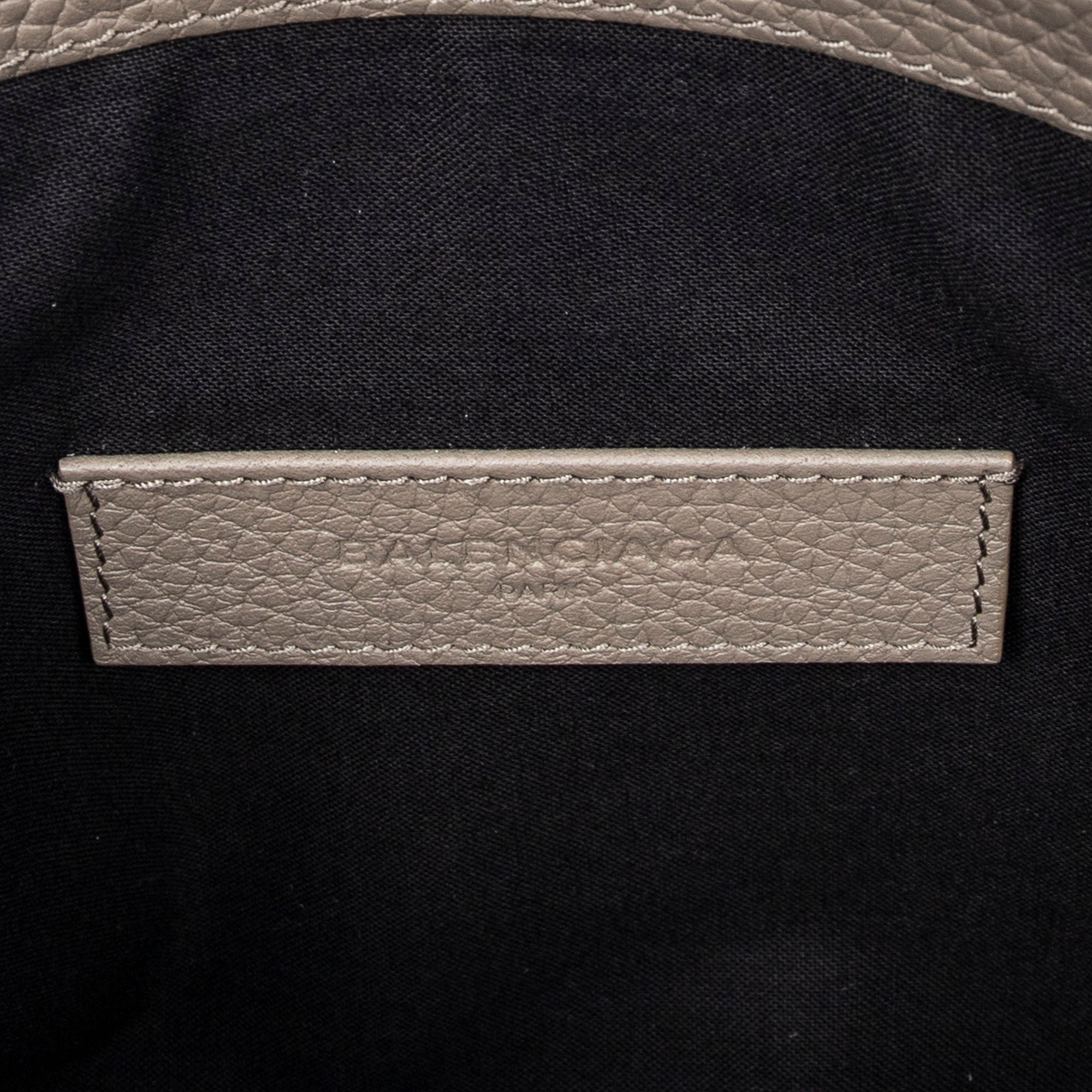 Handbag Blackout Zip Clutch Gray Grained Leather