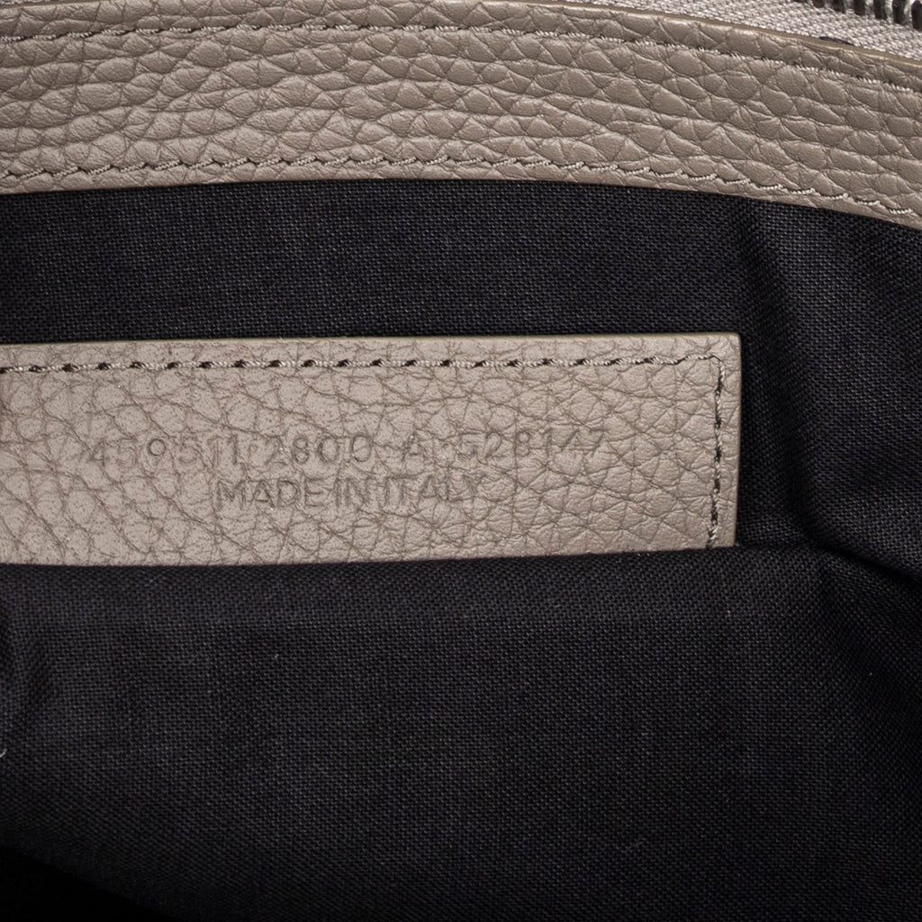 Handbag Blackout Zip Clutch Gray Grained Leather