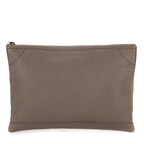 Handbag Blackout Zip Clutch Gray Grained Leather