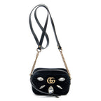 Shoulder Bag GG Mini Marmont Marquise Crystal Shoulder Bag Black Velvet Canvas