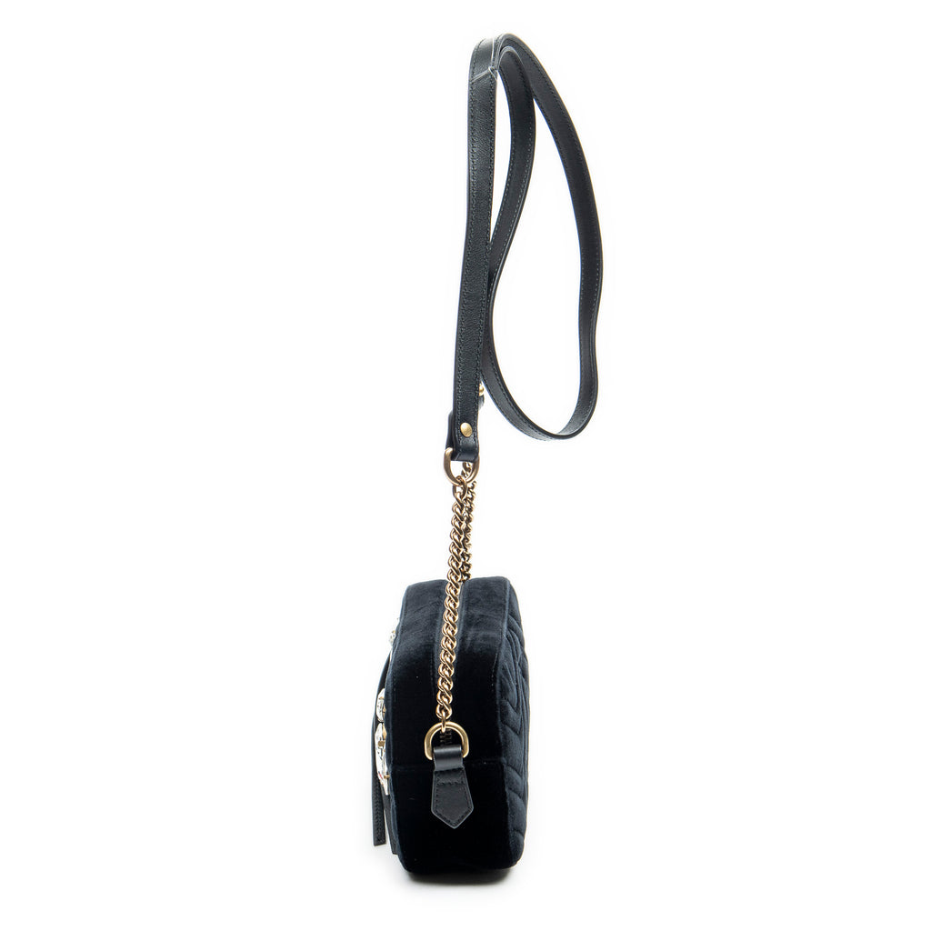 Shoulder Bag GG Mini Marmont Marquise Crystal Shoulder Bag Black Velvet Canvas