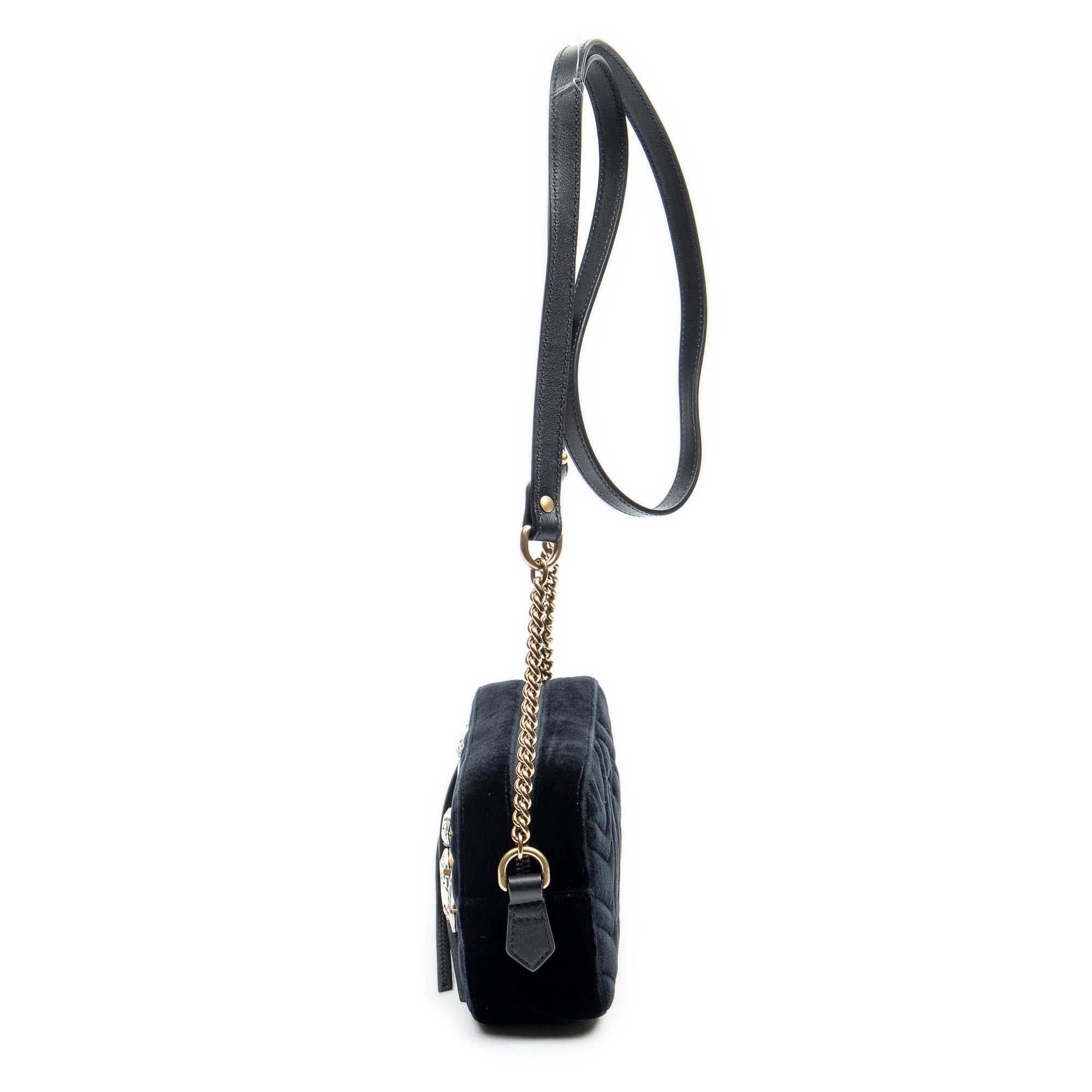 Shoulder Bag GG Mini Marmont Marquise Crystal Shoulder Bag Black Velvet Canvas