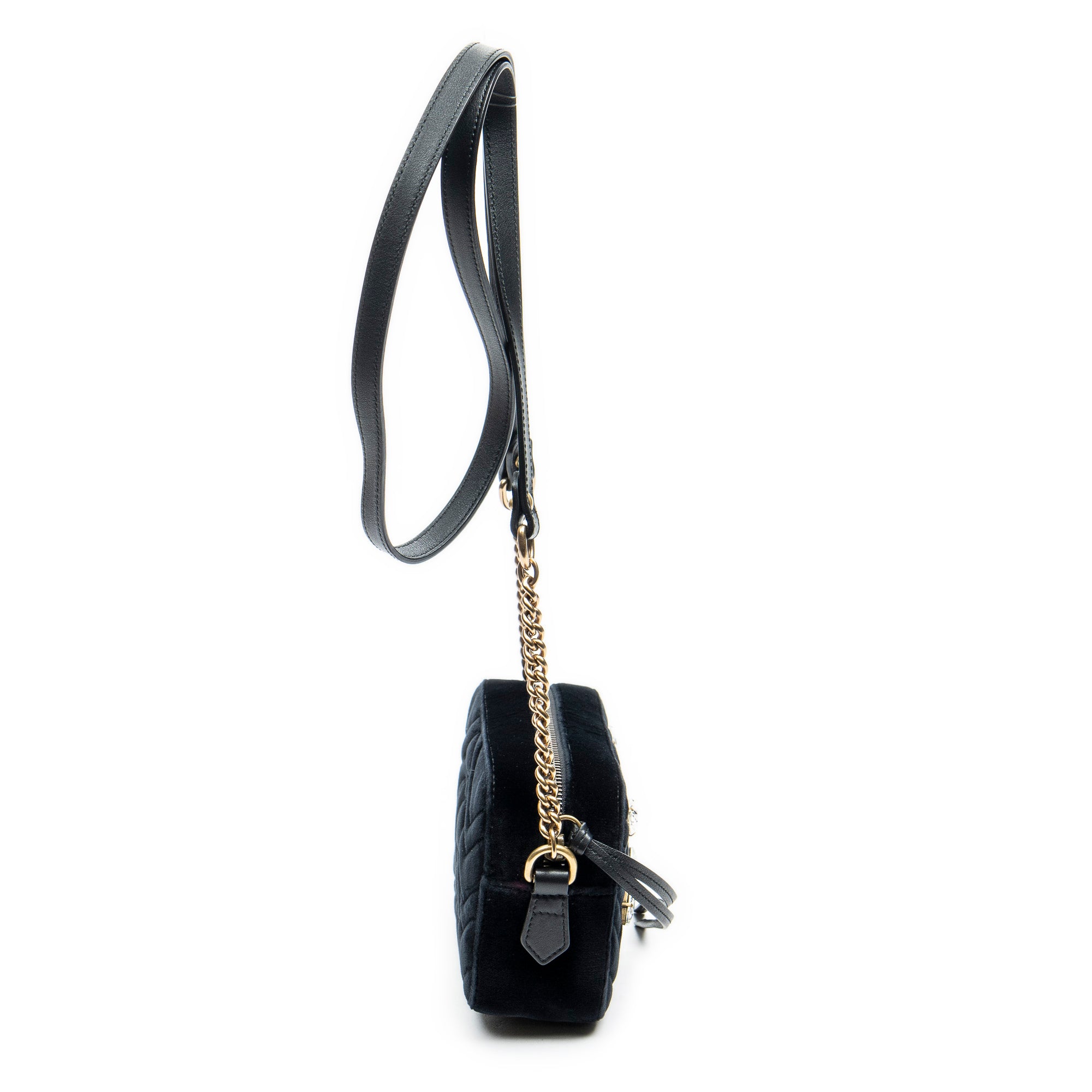 Shoulder Bag GG Mini Marmont Marquise Crystal Shoulder Bag Black Velvet Canvas