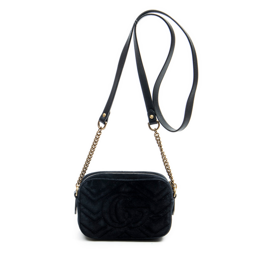 Shoulder Bag GG Mini Marmont Marquise Crystal Shoulder Bag Black Velvet Canvas