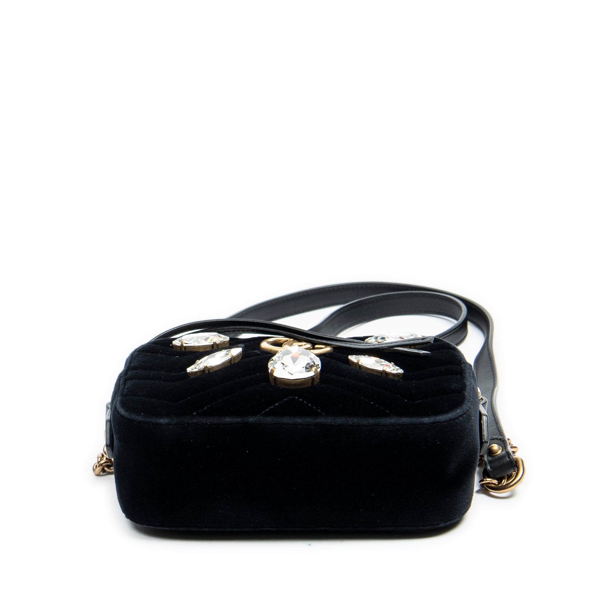 Shoulder Bag GG Mini Marmont Marquise Crystal Shoulder Bag Black Velvet Canvas