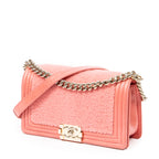 Shoulder Bag Medium Boy Light Pink Shearling Lambskin Leather