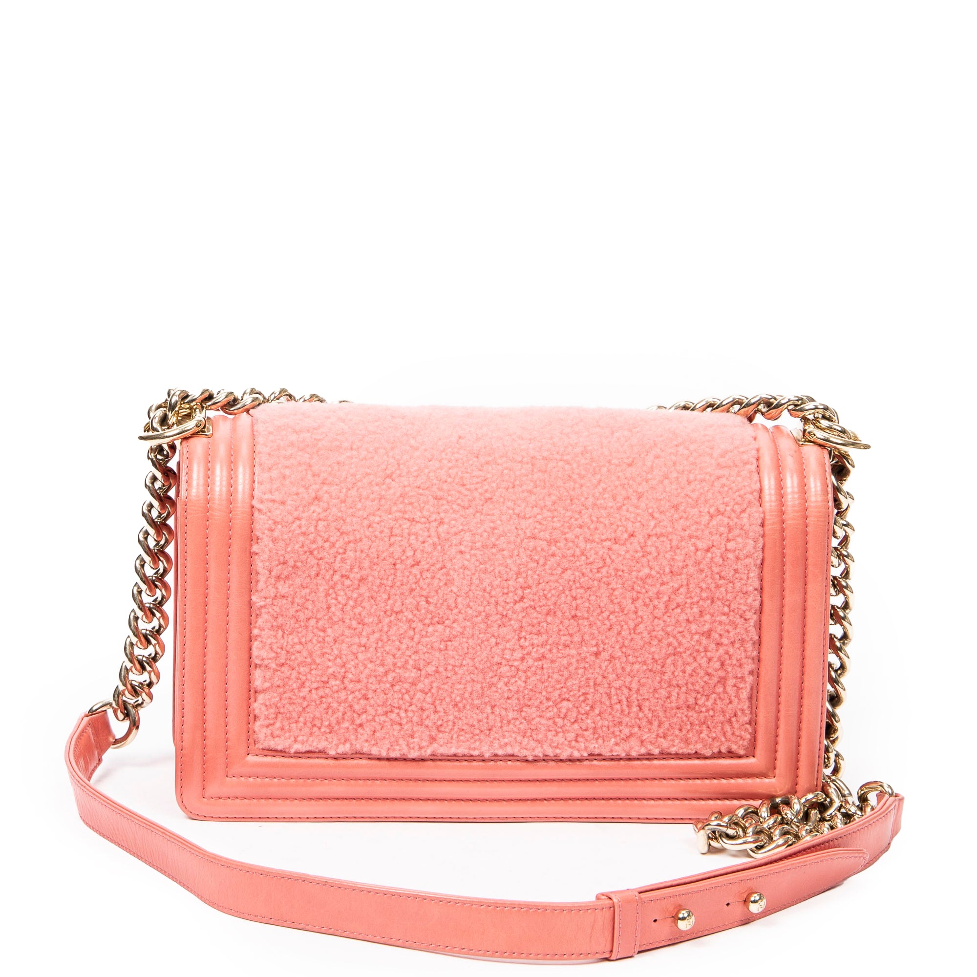 Shoulder Bag Medium Boy Light Pink Shearling Lambskin Leather