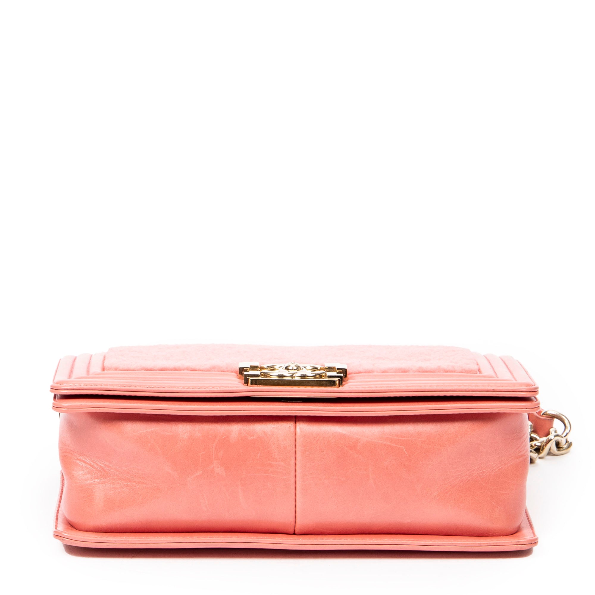 Shoulder Bag Medium Boy Light Pink Shearling Lambskin Leather
