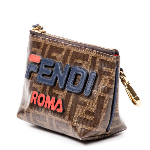 Bolso de mano Fendi x Fila Collab Monedero Zippy Lona recubierta Zucca marrón