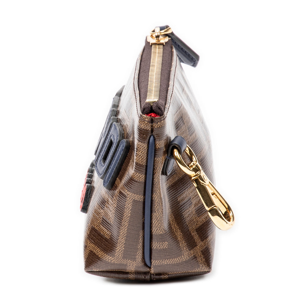 Bolso de mano Fendi x Fila Collab Monedero Zippy Lona recubierta Zucca marrón