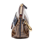 Bolso de mano Fendi x Fila Collab Monedero Zippy Lona recubierta Zucca marrón