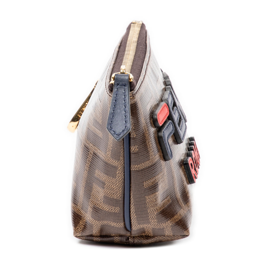 Bolso de mano Fendi x Fila Collab Monedero Zippy Lona recubierta Zucca marrón