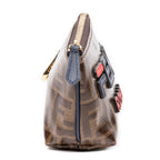 Bolso de mano Fendi x Fila Collab Monedero Zippy Lona recubierta Zucca marrón
