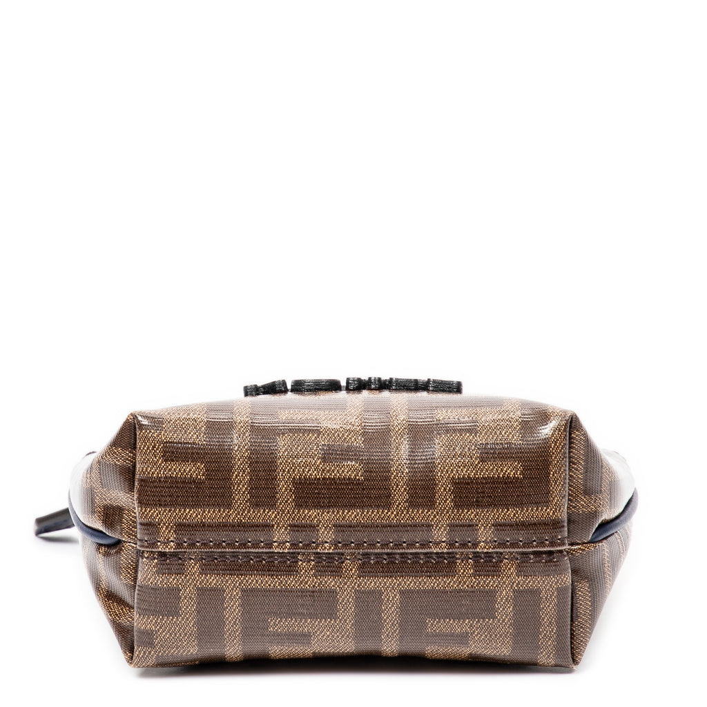 Bolso de mano Fendi x Fila Collab Monedero Zippy Lona recubierta Zucca marrón