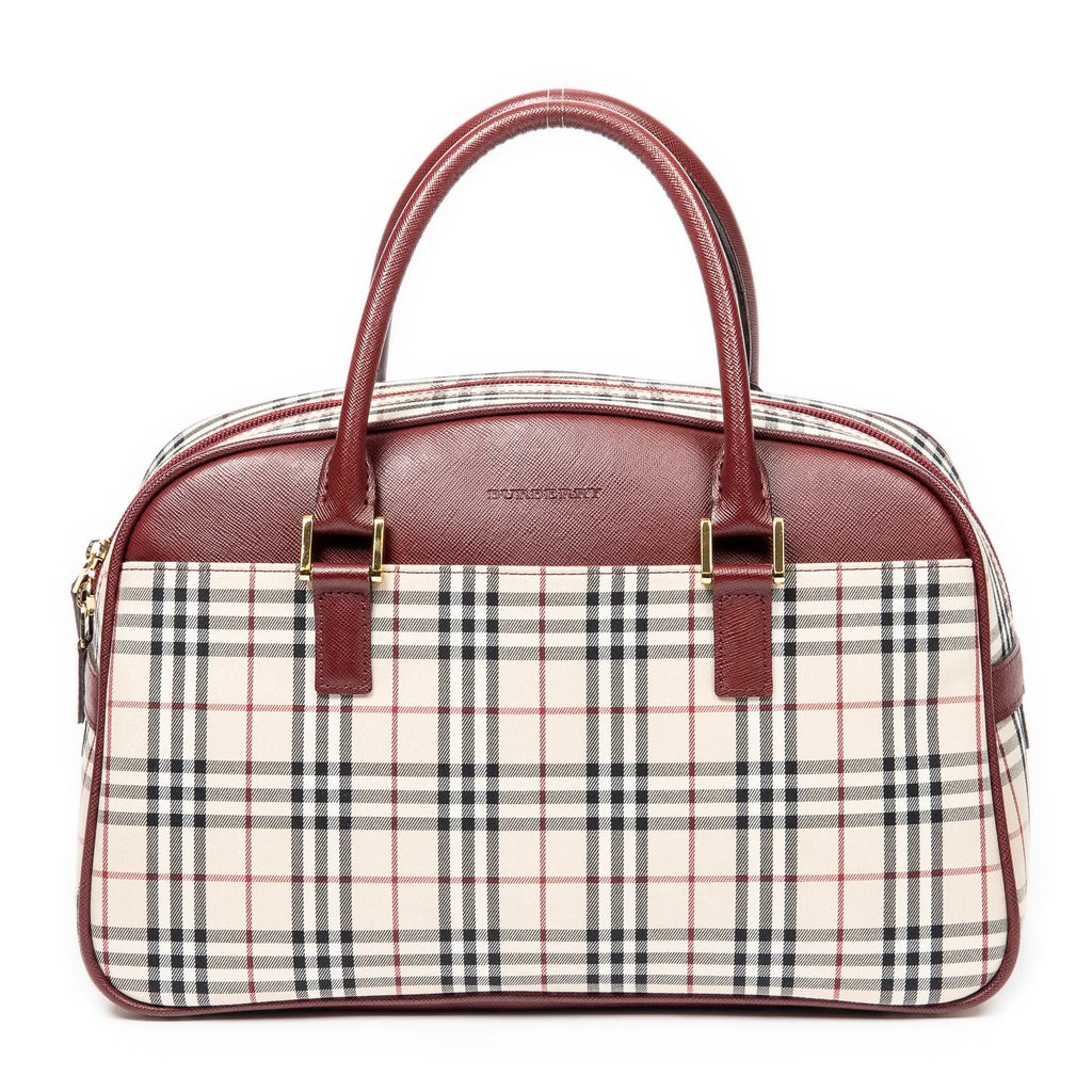 Handbag Front Pocket Boston Beige Nova Check Canvas