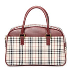 Handbag Front Pocket Boston Beige Nova Check Canvas