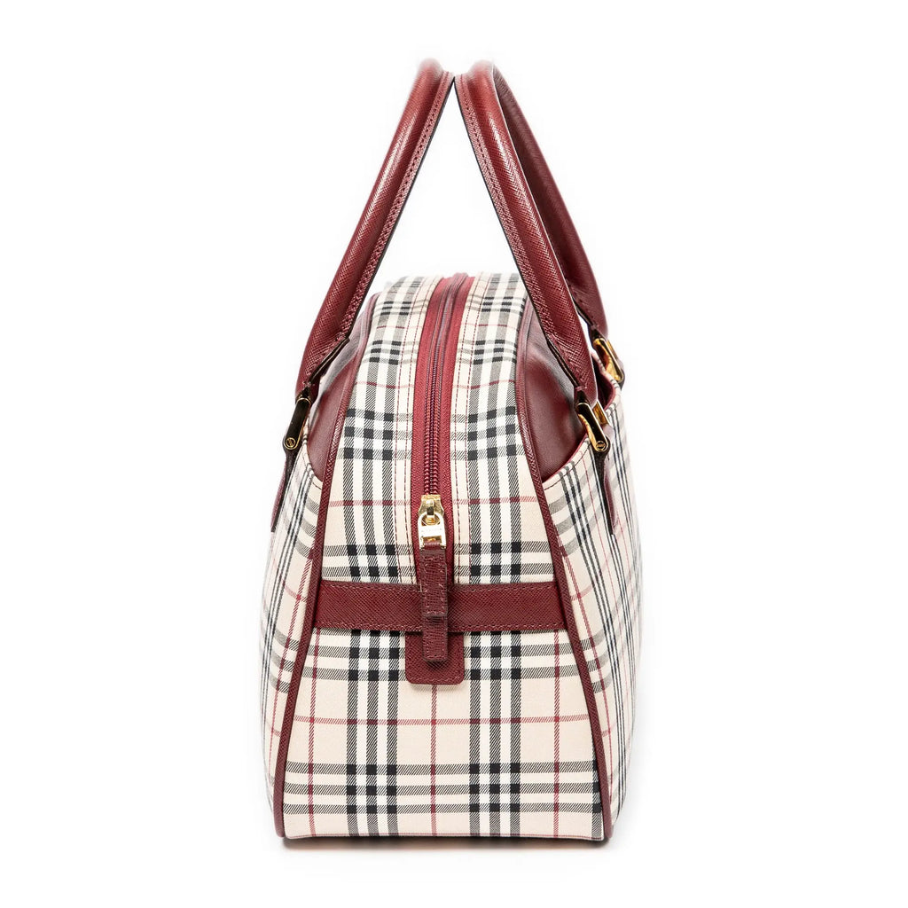 Handbag Front Pocket Boston Beige Nova Check Canvas