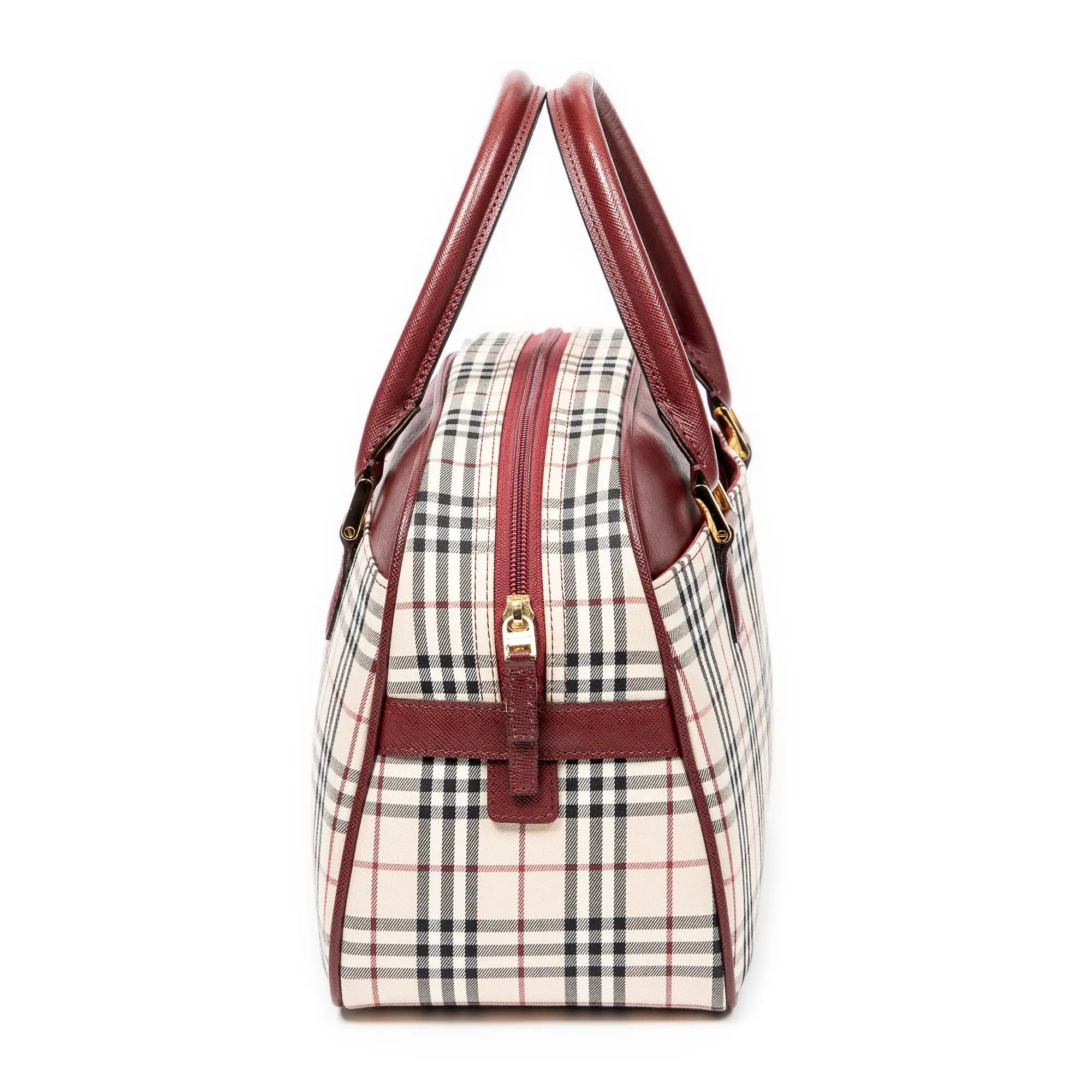 Handbag Front Pocket Boston Beige Nova Check Canvas
