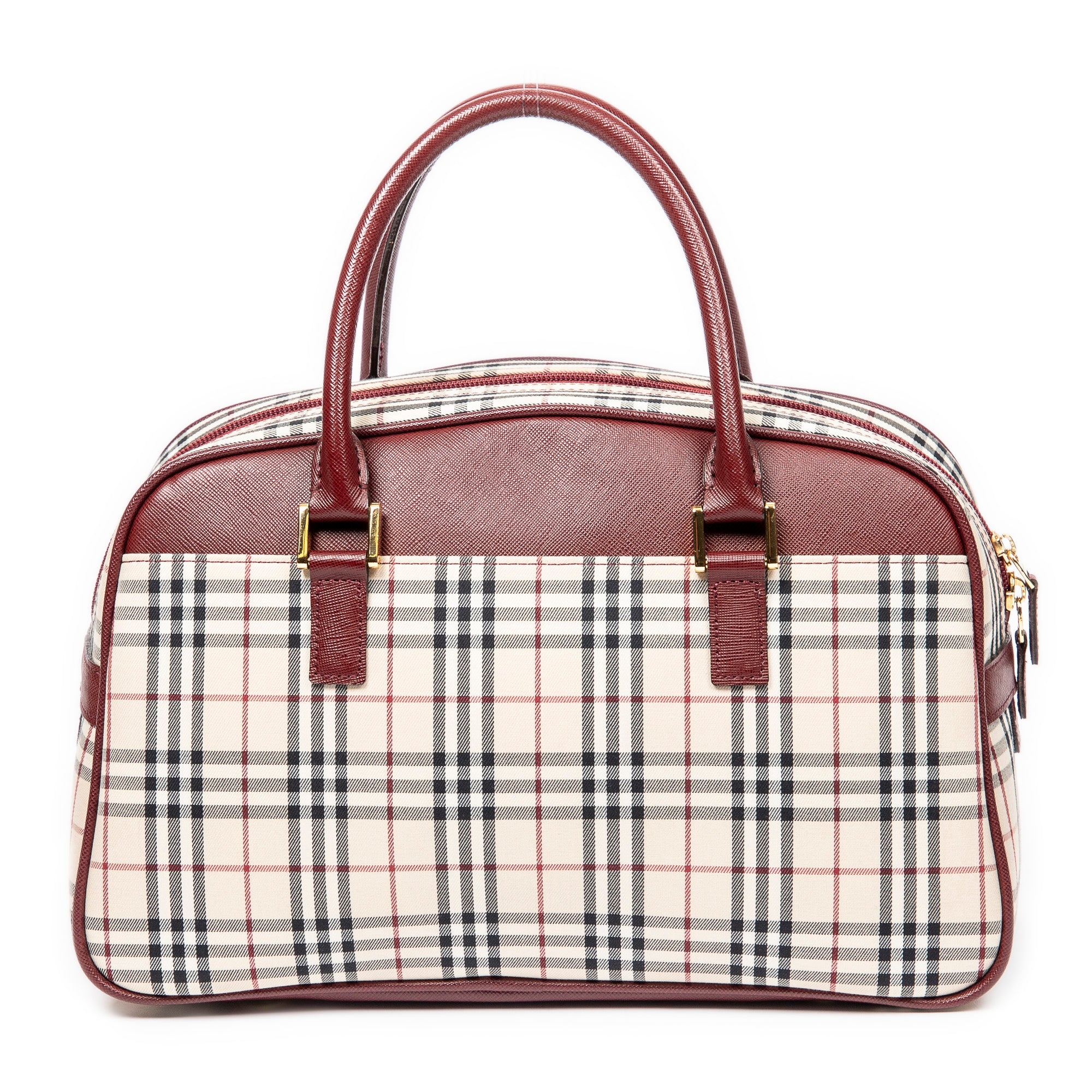 Bolso de mano con bolsillo frontal Boston de lona beige Nova Check