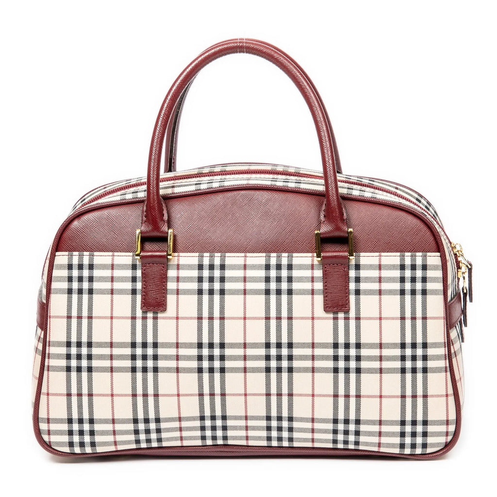 Handbag Front Pocket Boston Beige Nova Check Canvas
