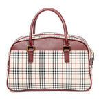 Handbag Front Pocket Boston Beige Nova Check Canvas