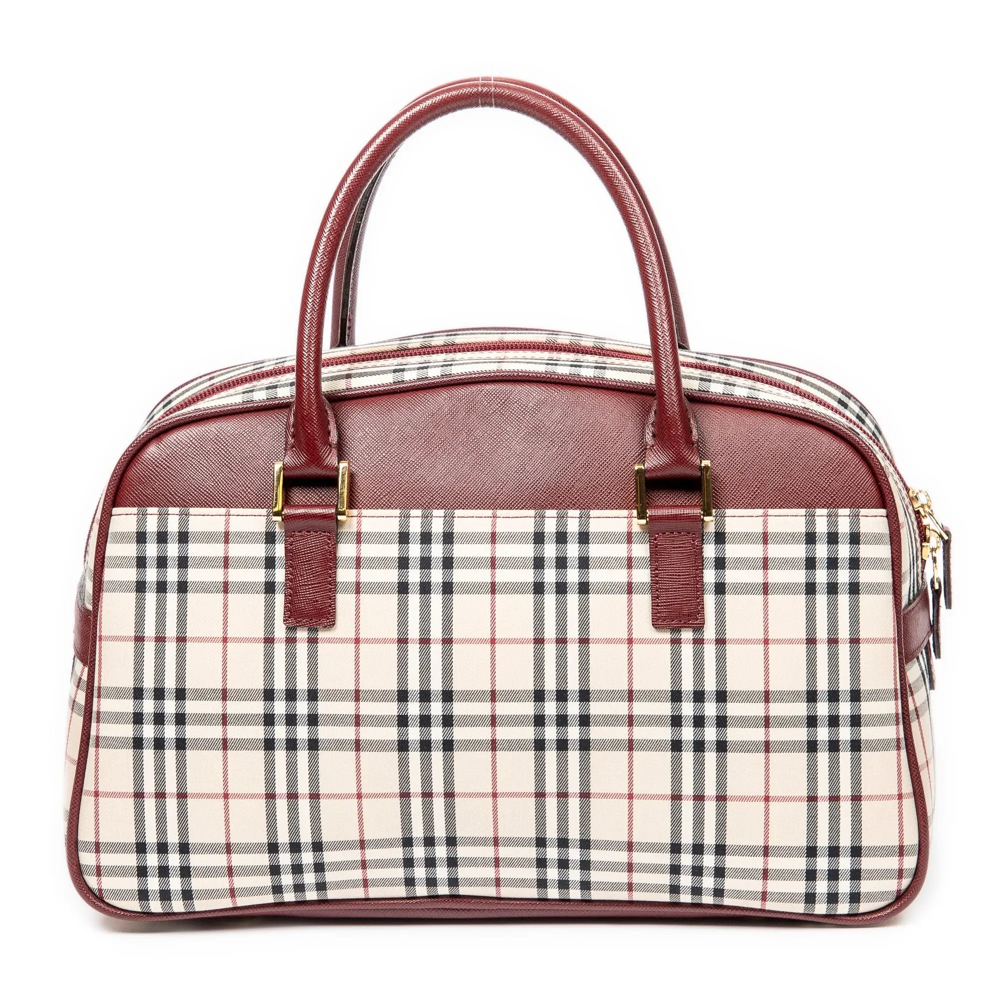 Handbag Front Pocket Boston Beige Nova Check Canvas