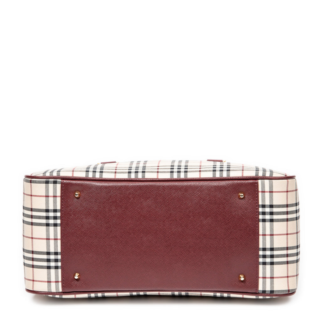 Bolso de mano con bolsillo frontal Boston de lona beige Nova Check