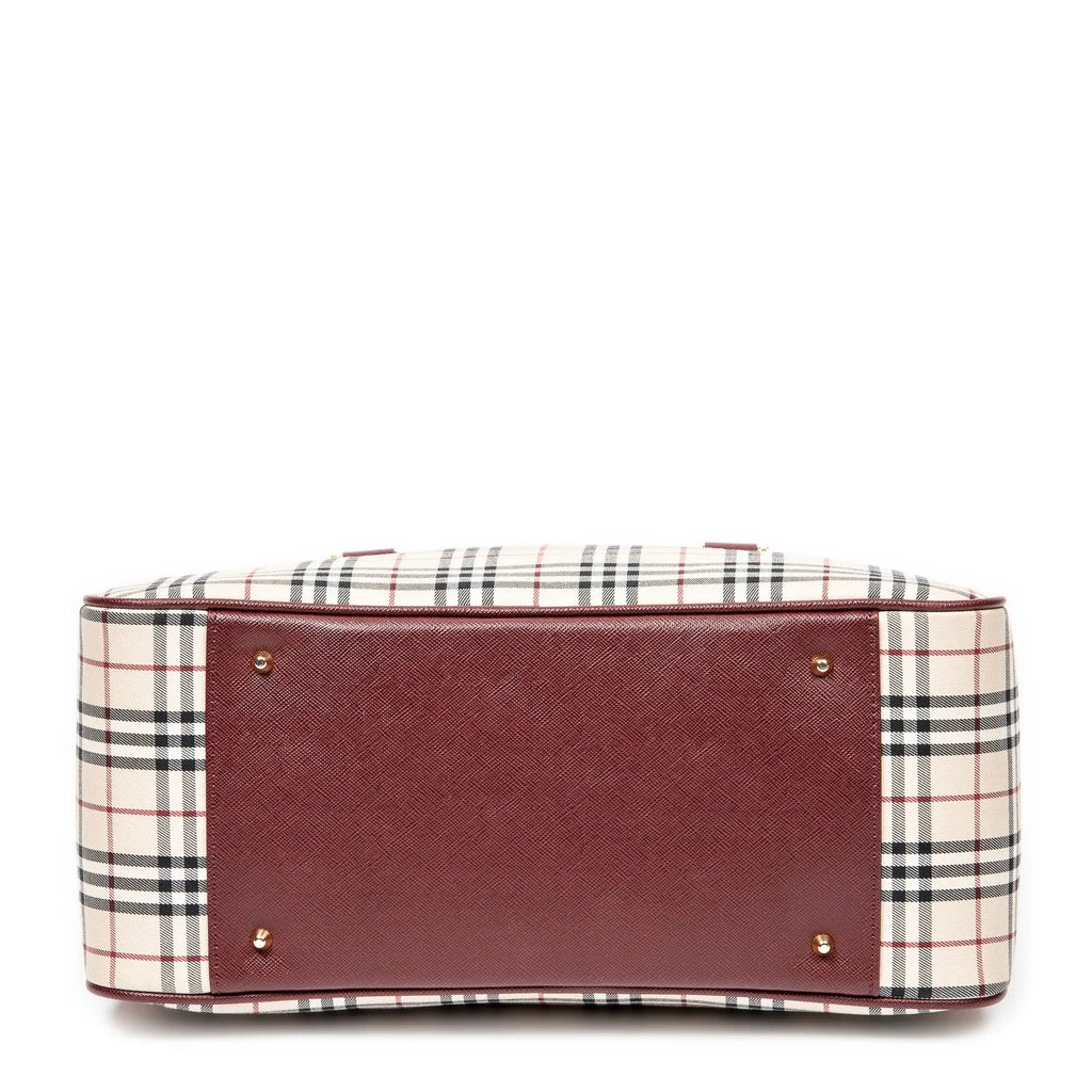 Handbag Front Pocket Boston Beige Nova Check Canvas