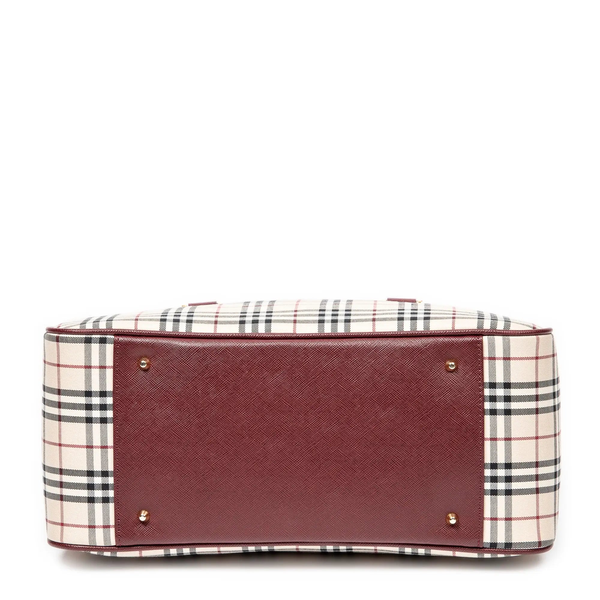 Handbag Front Pocket Boston Beige Nova Check Canvas