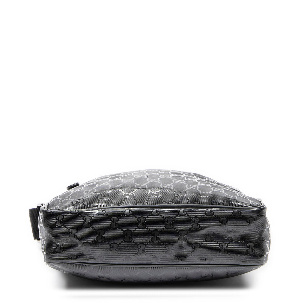 Shoulder Bag Square Zip Messenger Bag Black Guccissima Imprint Coated Canvas