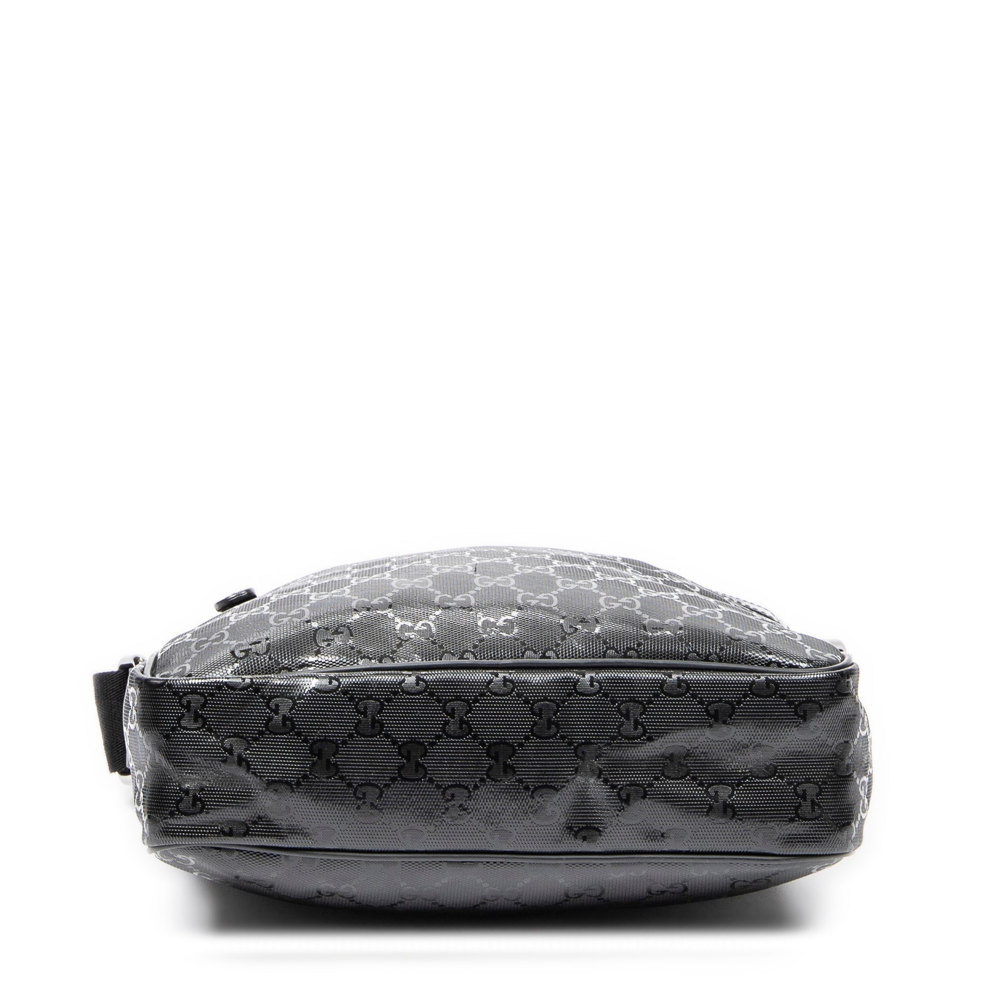 Shoulder Bag Square Zip Messenger Bag Black Guccissima Imprint Coated Canvas
